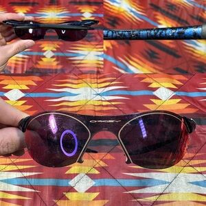 RARE Vintage Oakley Zero 0.4 Mens Sunglasses Blue Iridium FLAWS Made In USA